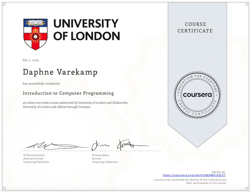 Computer Programming Certificate