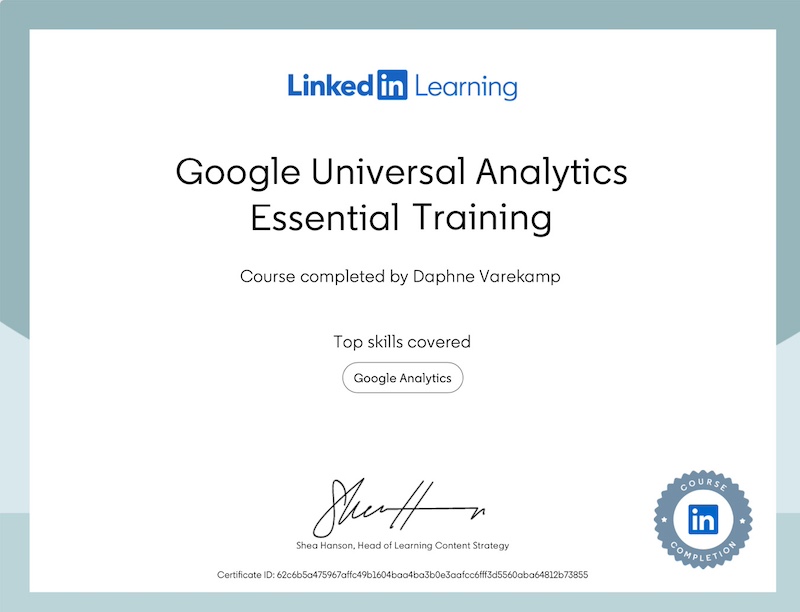 Google Universal Analytics Certificate